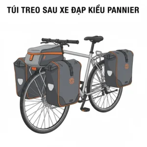 Person detaching and carrying the portable bike rear rack bag using the included padded shoulder strap.