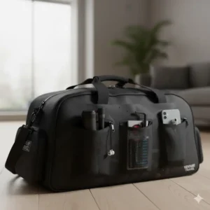 Image showing the internal and external storage pockets on the folding bike bag for tools and accessories.