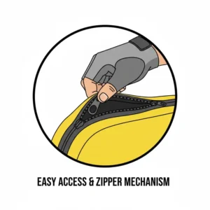 Detailed shot of a glove-friendly, two-way zipper on a **top tube bag**, emphasizing the quick and easy access for road cyclists.