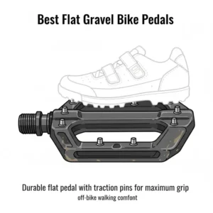 Durable flat design with traction pins for the best gravel bike pedals for off-bike walking.