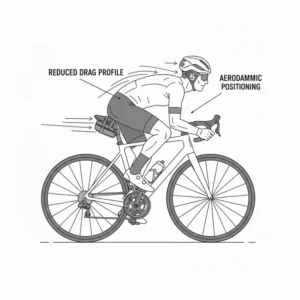 Side profile showing the aerodynamic shape and positioning of a saddle bag bike.