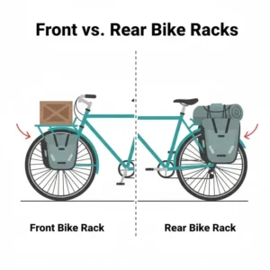 A comparison view between rear luggage carriers and high-quality front bike racks.