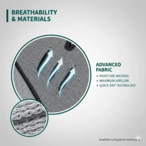 Close-up view of the moisture-wicking and breathable mesh fabric used in bike gloves for men.