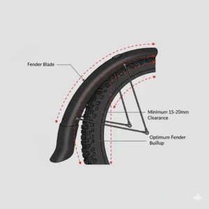 An explanatory drawing showing how to measure tire clearance for gravel bike fenders.