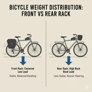 Chart comparing weight distribution on a bike using a front bicycle rack.