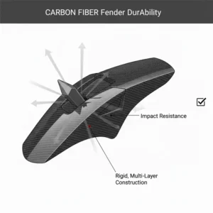 Strength and impact resistance visualization for heavy-duty carbon fiber fenders motorcycle.