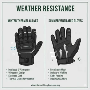 Insulated and waterproof thermal bike gloves for men designed for cold weather winter riding.