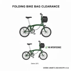 Visual proof that the bike bag for folding bike does not interfere with the folding mechanism.