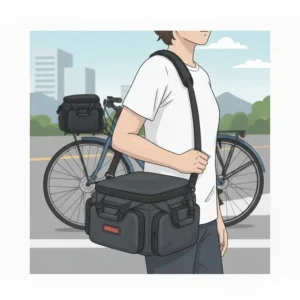 A versatile trunk bag being carried easily with a shoulder strap.