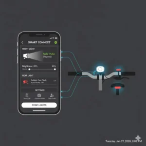 Modern smart features and smartphone connectivity for the best rated bicycle lights via Bluetooth