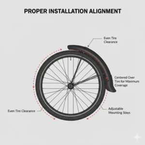 A step-by-step guide showing the correct alignment and setup for gravel bike fenders.