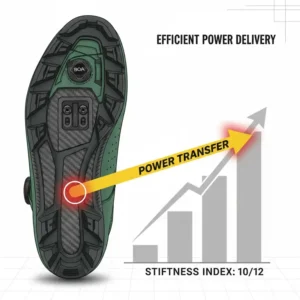 Technical diagram showing the carbon sole stiffness and power transfer of the best gravel bike shoes.