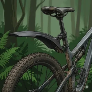 Durable rear mountain bike mudguards mounted on the seatpost for maximum spray protection.