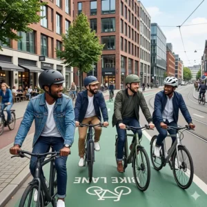 A collection of cool mens bike helmets in urban styles for city commuting.