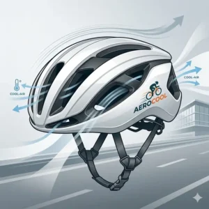Illustration 3: Modern aerodynamic cool mens bicycle helmets designed for high-speed road cycling and breathability.