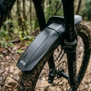 Illustration of a durable carbon fiber texture mountain bike mtb mudguard for racing.