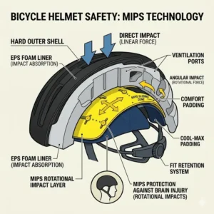 Illustration 4: Diagram showing the interior safety liner of cool mens bicycle helmets with MIPS protection technology.