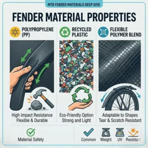 Close-up of flexible and durable plastic materials used in top-rated mtb bike fenders.