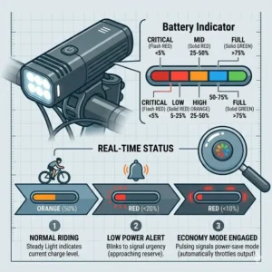 Illustration 6: Illustration of a battery level indicator on a premium front bike light.