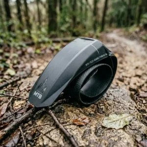 A flat-lay illustration of a flexible plastic mountain bike mtb mudguard design.