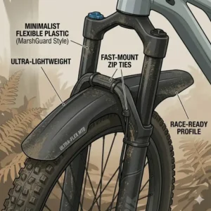 Lightweight and flexible plastic mountain bike mudguards ideal for enduro and downhill racing.