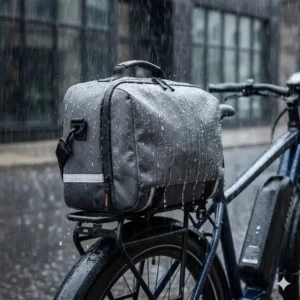 A cross-section illustration of an ebike bag showing thermal insulation layers designed for spare battery protection.