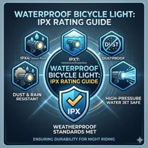 Guide to IPX waterproof standards for selecting the best light for cycling at night in rain.