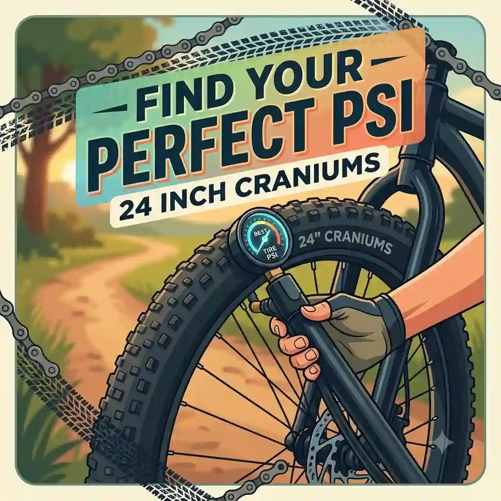 A cyclist adjusting a pressure gauge on a bike wheel to find the best tire psi for 24 inch craniums.