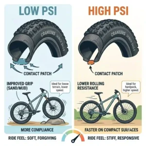 A detailed comparison diagram highlighting the best tire psi for 24 inch craniums under low and high pressure setups.