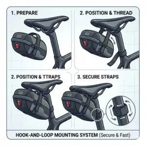Step-by-step guide on how to attach the best bike seat bag to your bicycle.