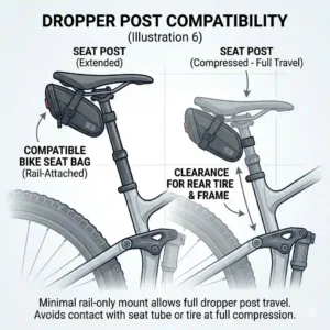 Safety features including reflective strips on the best bike seat bag for night riding.